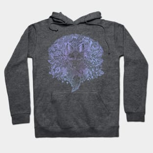 Pastel purple blue hiding fox Hoodie